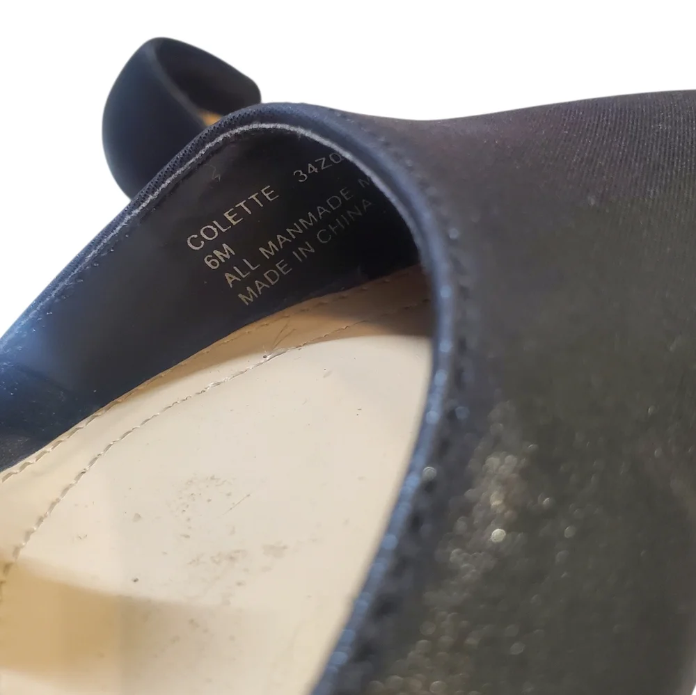 Jones New York Colette Heels Womens Size 6M Black Strappy Stiletto Slip On Pumps